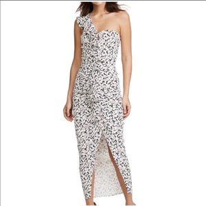 Veronica Beard Ruffian One-Shoulder Midi Dress